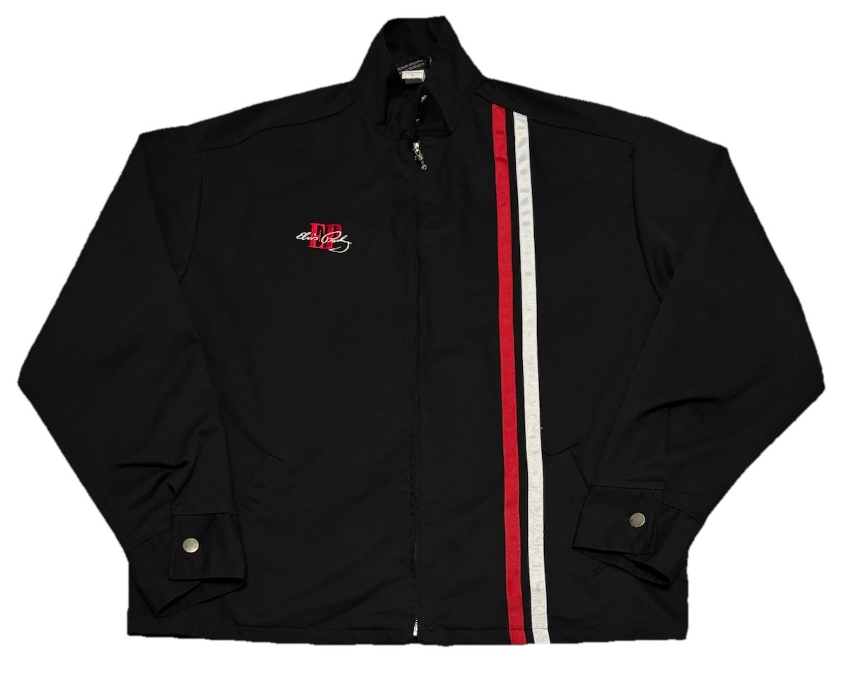 Mens Speedway Motorcycle Racing Elvis Presley Black Jacket Red White Stripes XL