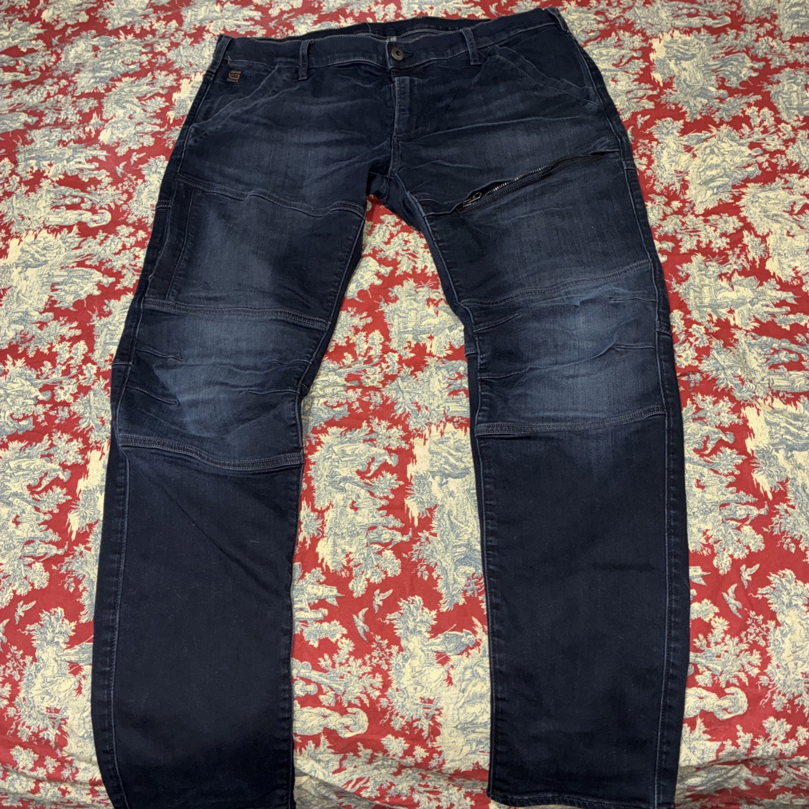 G Start Raw Jeans Sz 38×32 Men Blue Rackam 3D Skinny Distressed Used No Returns