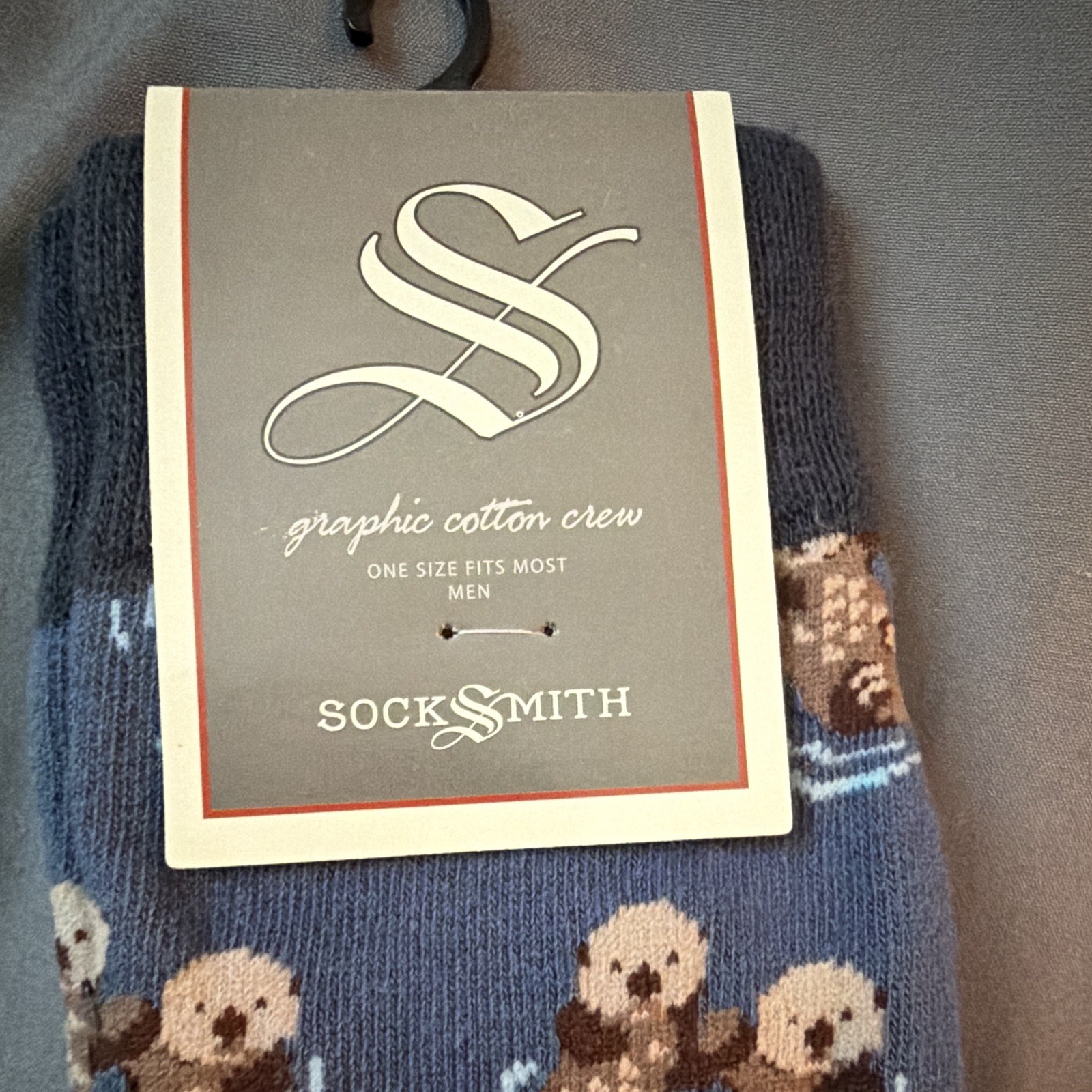 Socksmith Blue Otter Animal Print Cotton Crew Socks 2 Pairs Size 2-4 Years
