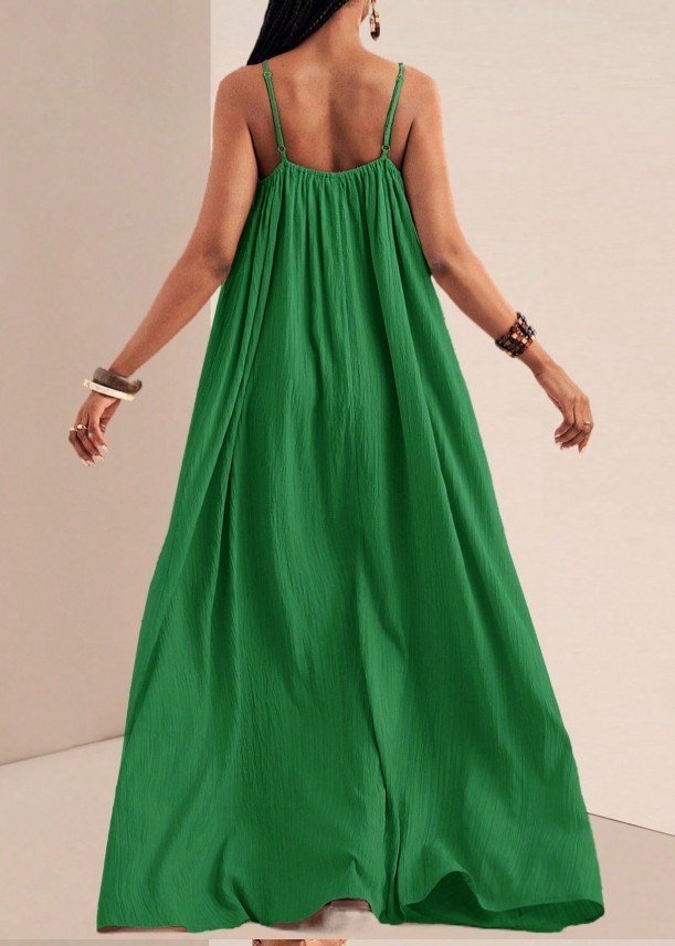 Summer Casual Wide Swing Hem Sleeveless Long Dress Relaxed Fit Floor Length Vaca