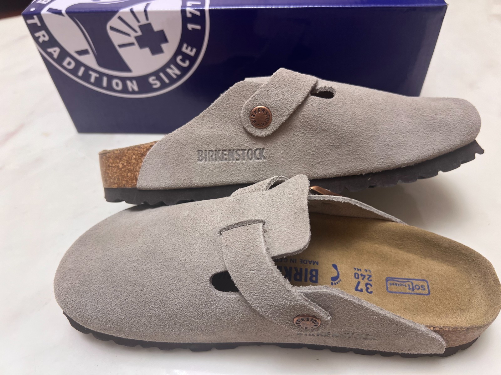 New Birkenstock Boston Suede Leather Soft Footbed Women Shoes Narrow