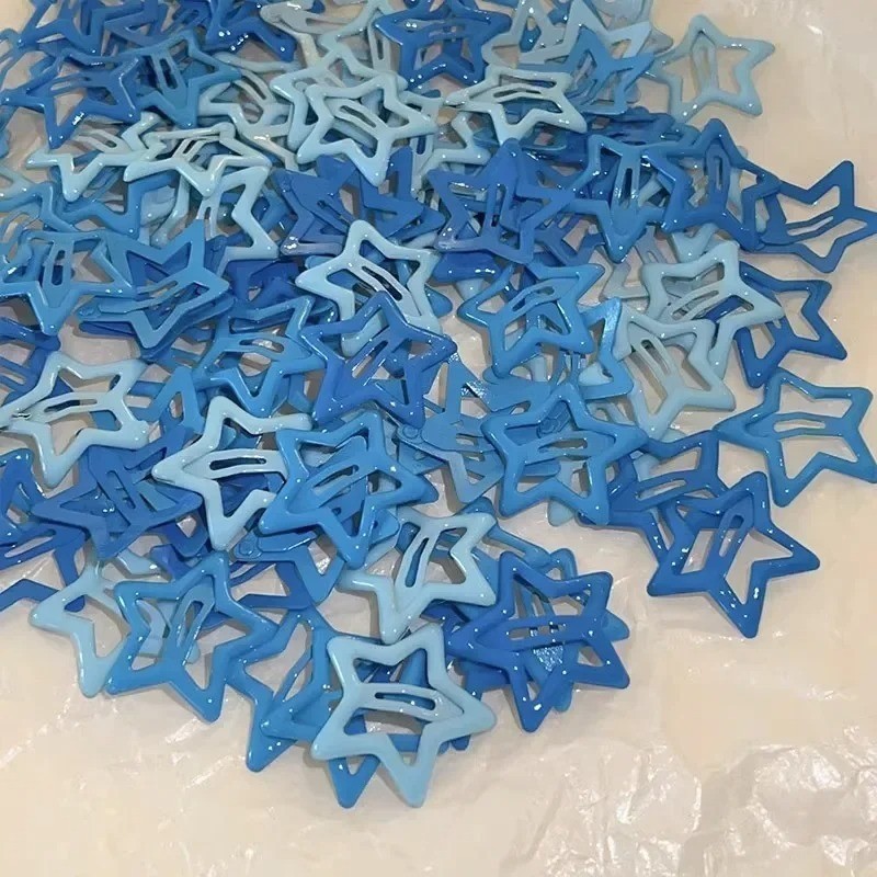 50Pcs Colorful Star Hair Clips for Women and Girls – Metal Snap Barrettes