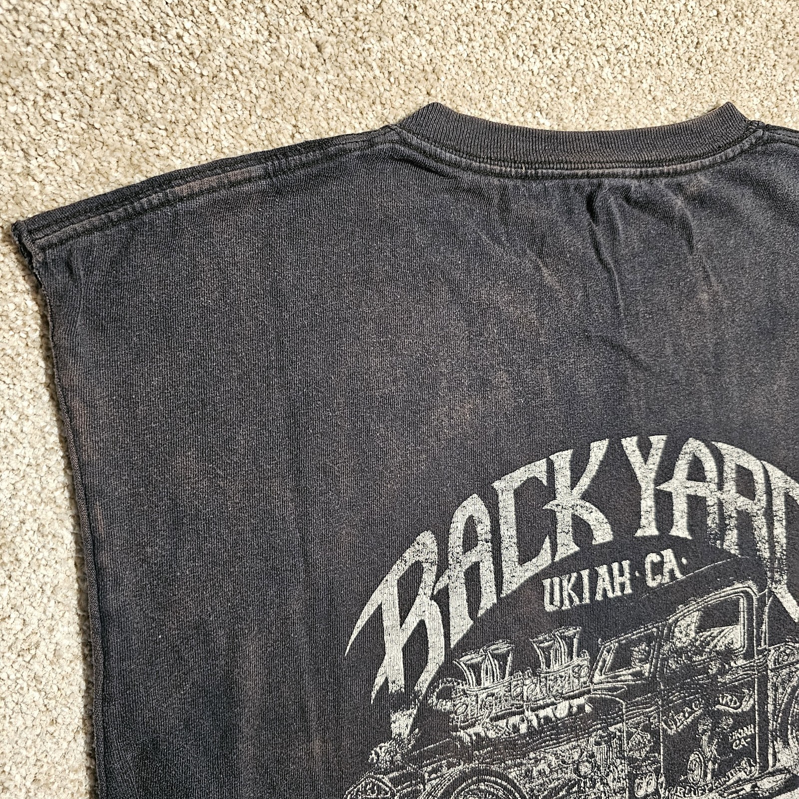 Vintage 90s Backyard Blueprinters Cutoff T-Shirt Mens M HotRod Grunge Faded Punk