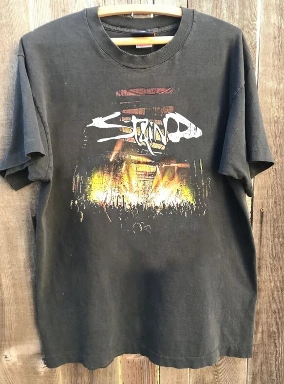 Staind 2009 Tour Concert Band short sleeve charcoal color Tshirt Reprint