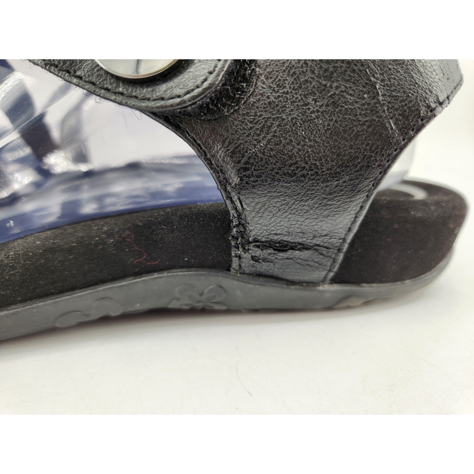 Aetrex Jess Strap Sandals Womens 9-9.5 Black Metallic Strappy Comfort SE210W