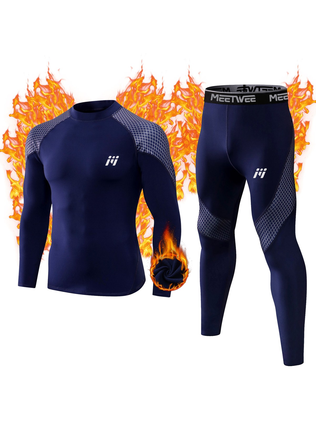 Men’s Thermal Underwear Set Winter Warm Long Johns Shirts Tops & Bottom Suit Ski