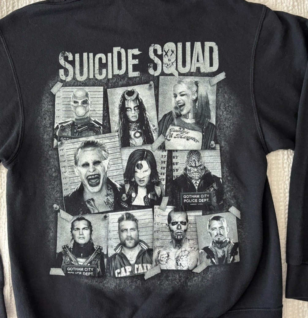 Suicide Squad Mens Small XS DC Comics Villains Black Hoodie Sweatshirt Harley S