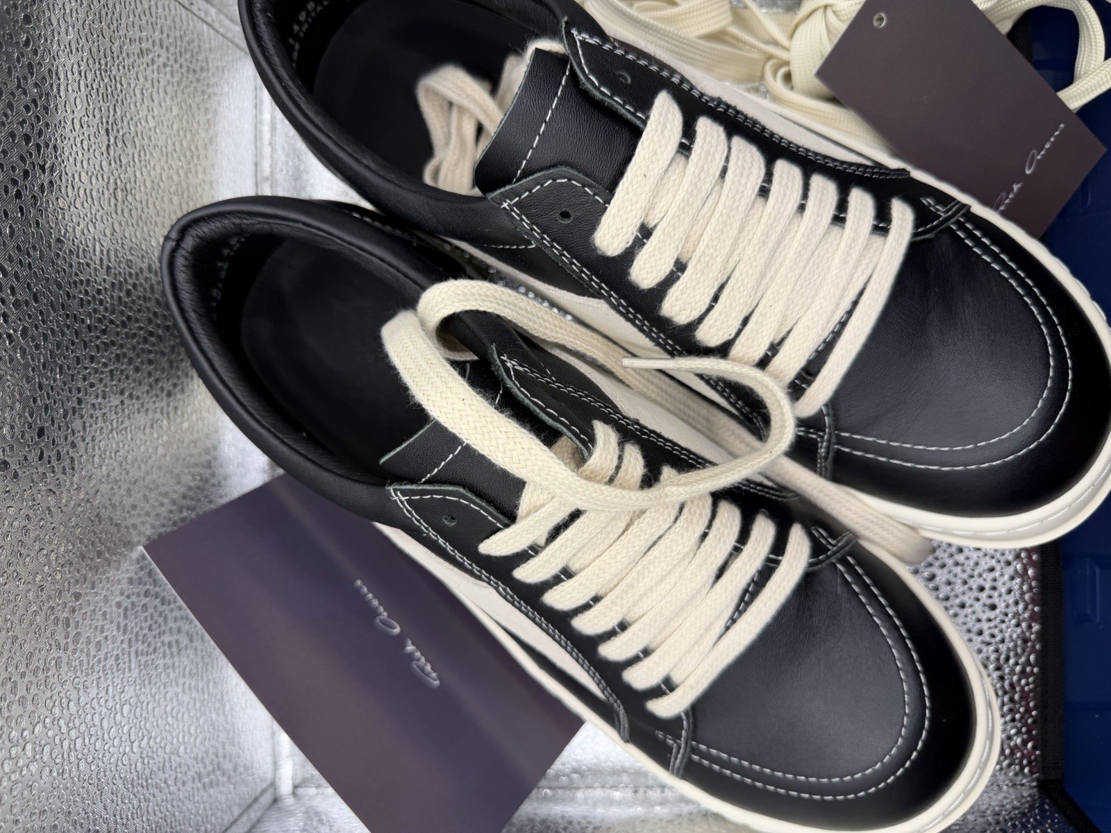 Rick Owens Men’s Black/White Suede Lace-Up Sneakers EU 43 US 9.5