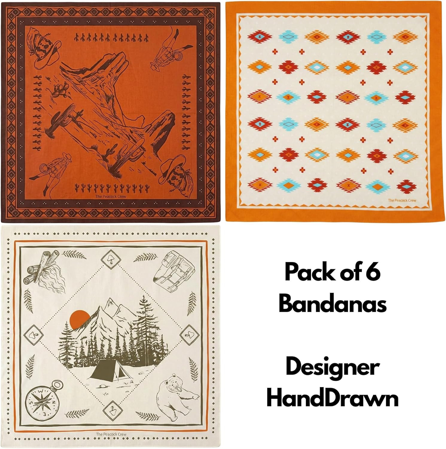 Premium Soft Cotton Bandanas Pack for Men and Women Paisley 22 X 22 Inches