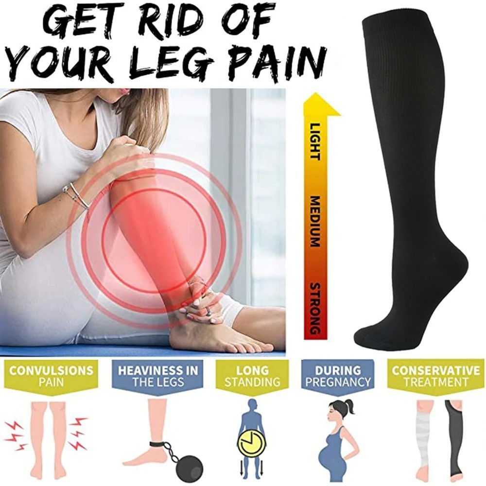 2 Pairs Compression Socks Men Women Varicose Veins Running Travel Sports