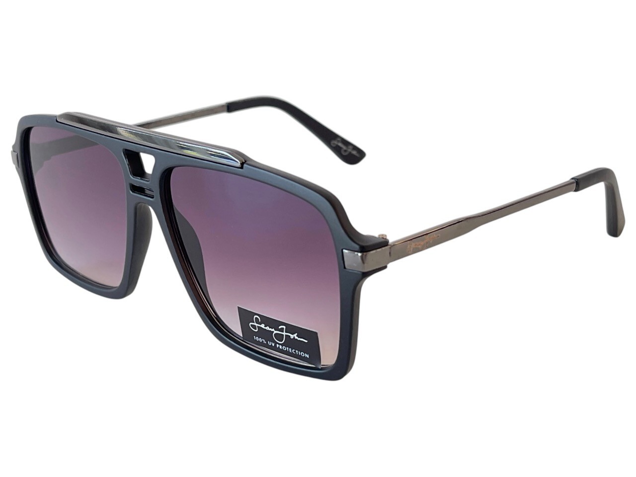 Sean John Matte Black Large Pilot Sunglasses Purple Gradient Tint Lenses – NWT