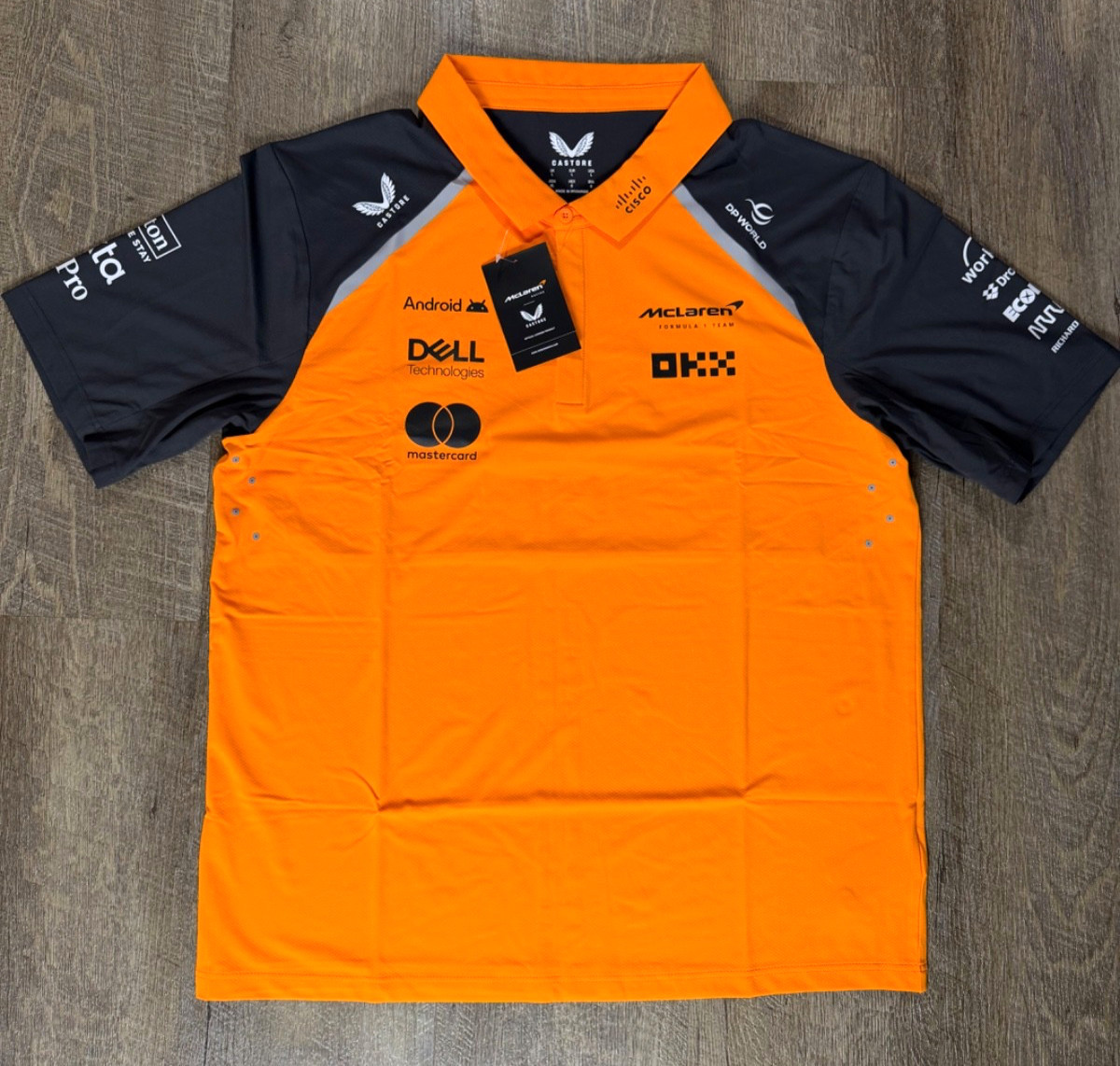 McLaren F1 Mens 2025 Team Polo Shirt Papaya Phantom Orange Size Large Formula 1
