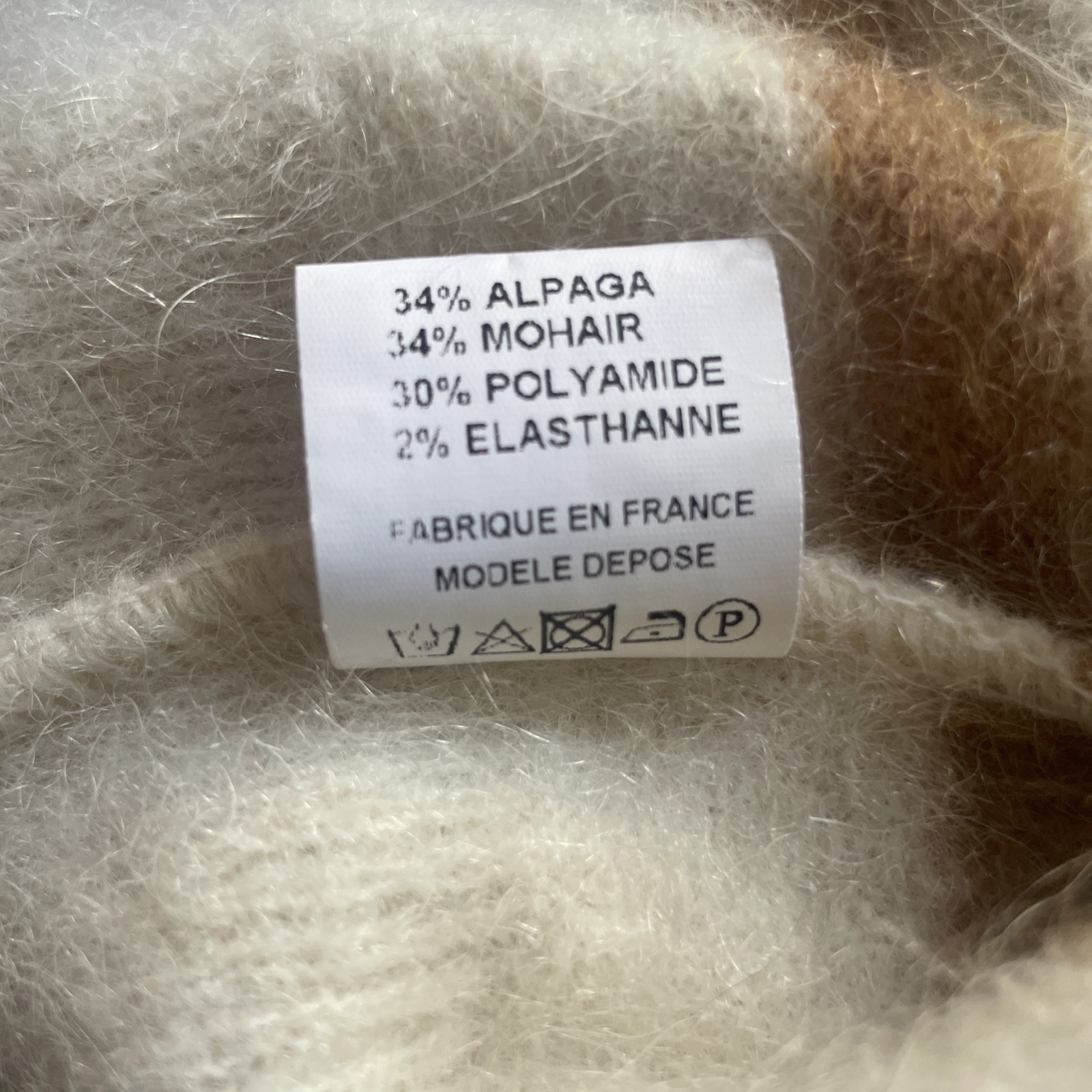 NAVY PARIS Alpaca Blend White Knit Heavy Warm Stripes Sweater Size 2 (M/L)