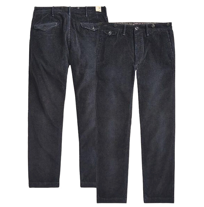 Ralph Lauren RRL Black Corduroy Slim Fit Officer’s Chino Trousers Pants New $390