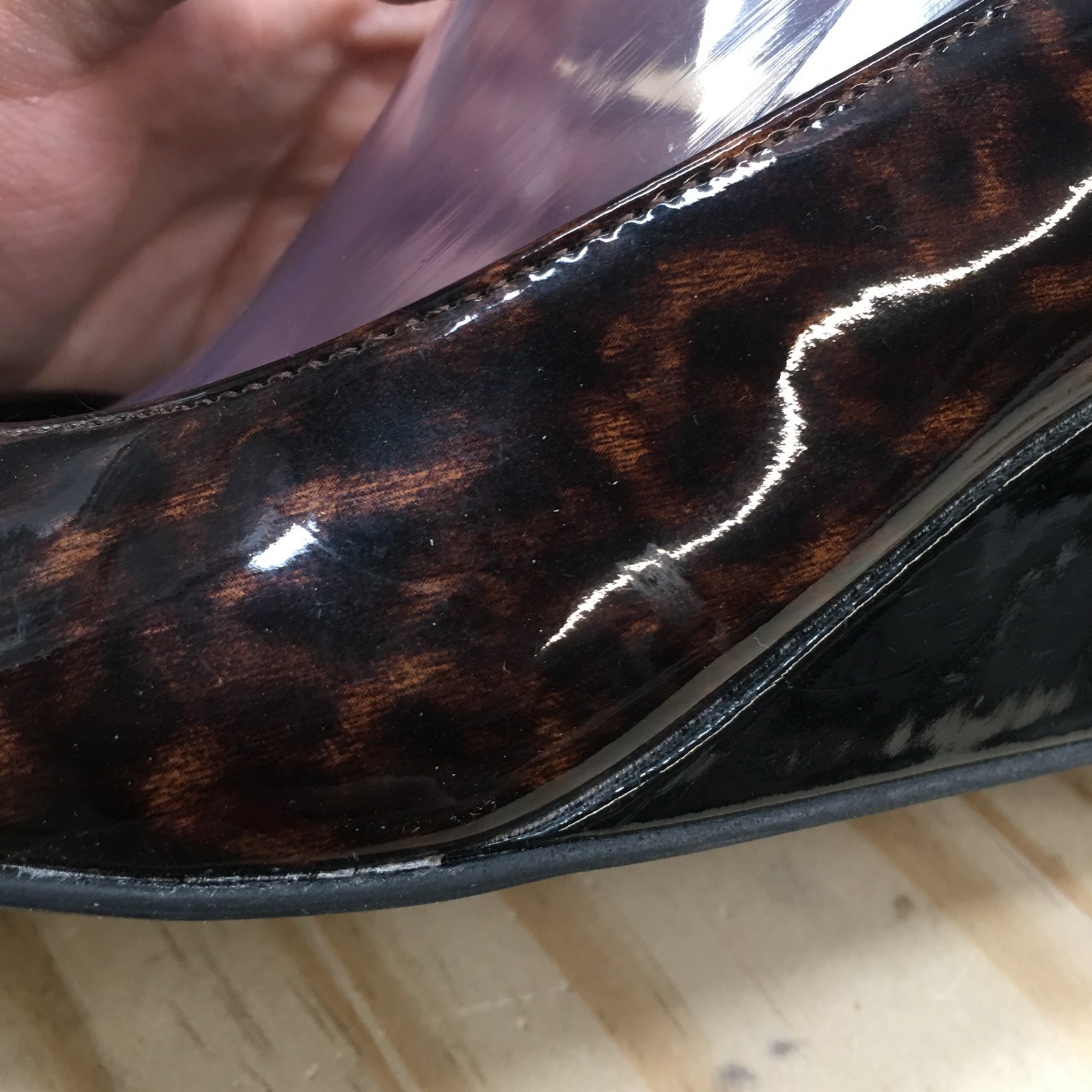 Comfort Plus By Predictions Heels Womens 9.5 Dress Peep Toe Wedge Pumps Brown