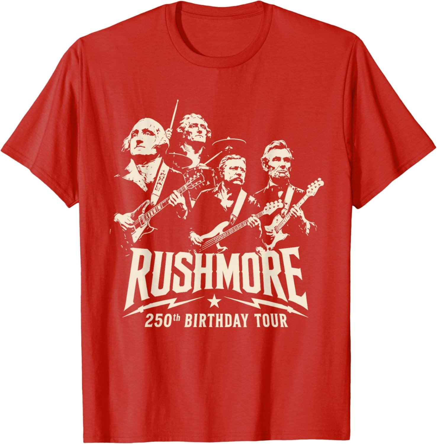 Funny Mount Rushmore 250th Birthday Tour Rockstar Graphic T-Shirt