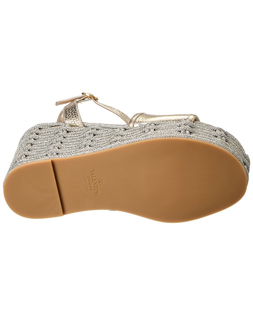 Valentino Vlogo Signature Leather Wedge Sandal Women’s