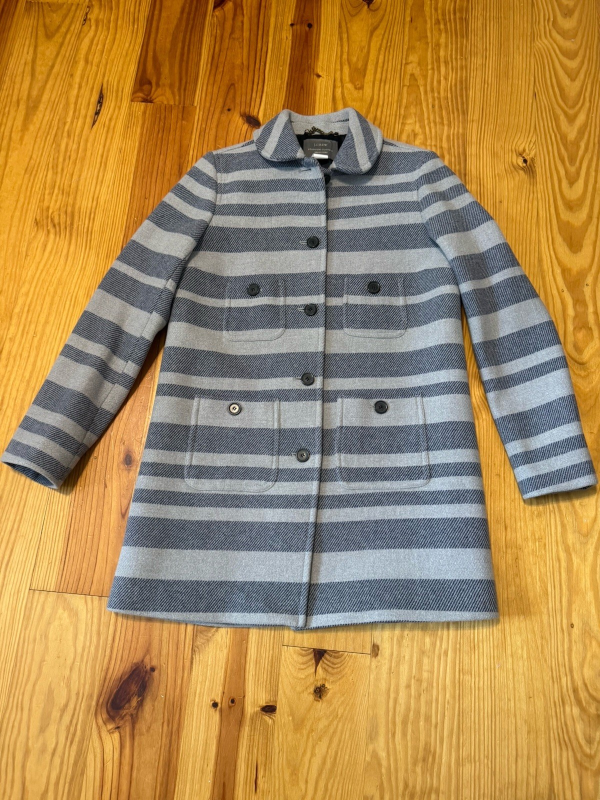 J.Crew Stadium Cloth Italian Nello Gori Wool Striped Wool Blend Coat Women’s 10