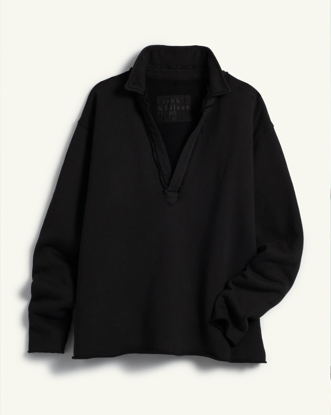 Frank & Eileen Patrick Popover Henley Triple Fleece Black XS NEW $238
