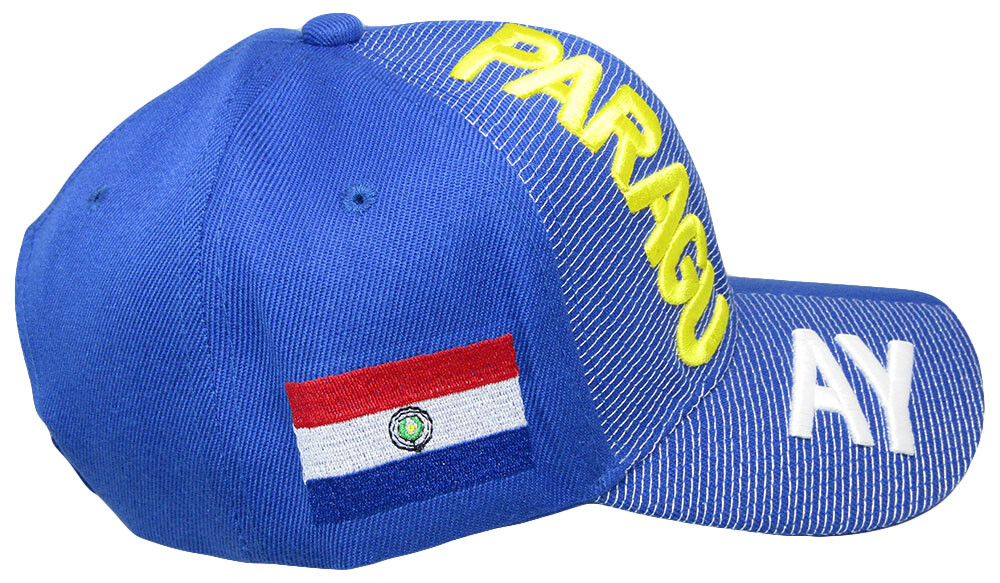 Paraguay Country Yellow White Letters Crest Patch On Side Embroidered Hat Cap