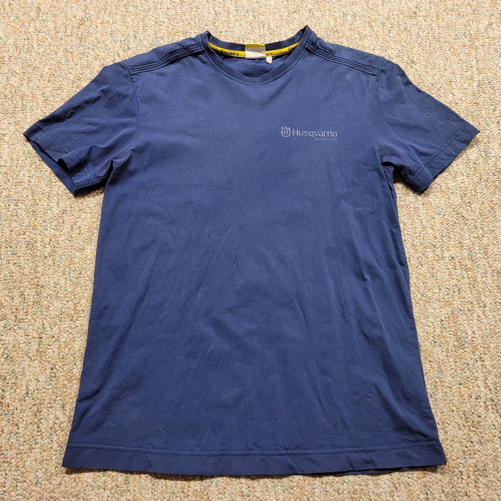 Husqvarna Motorcycles Shirt Mens Medium Blue Graphic Tee Distressed Moto Biker