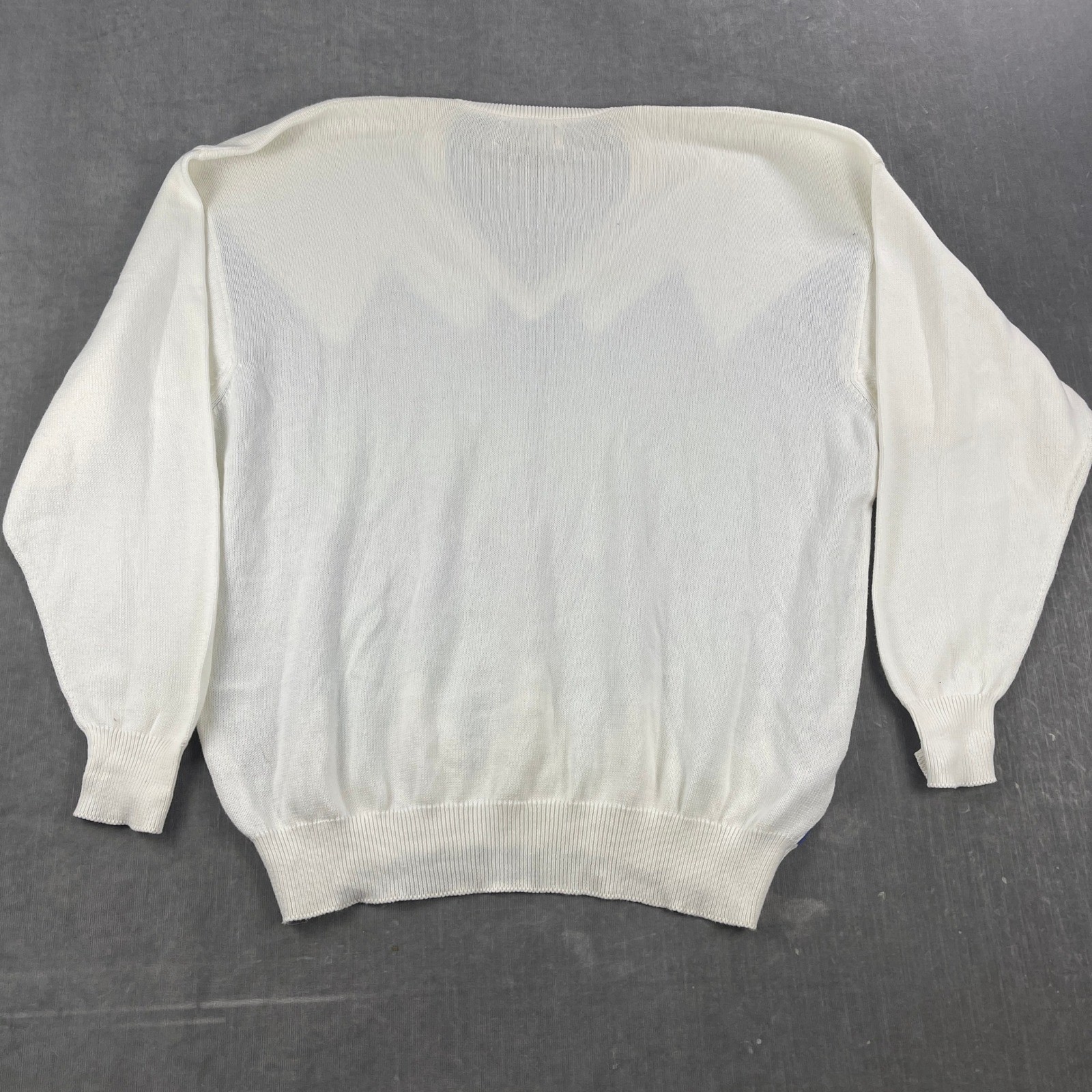 Pringle of Scotland Men XL White Argyle V-Neck Sweater Pure Cotton Made Scotland
