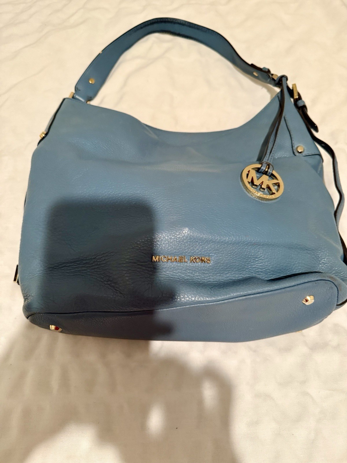 Michael Kors Nolita Bedford Blue Leather Large Hobo Handbag