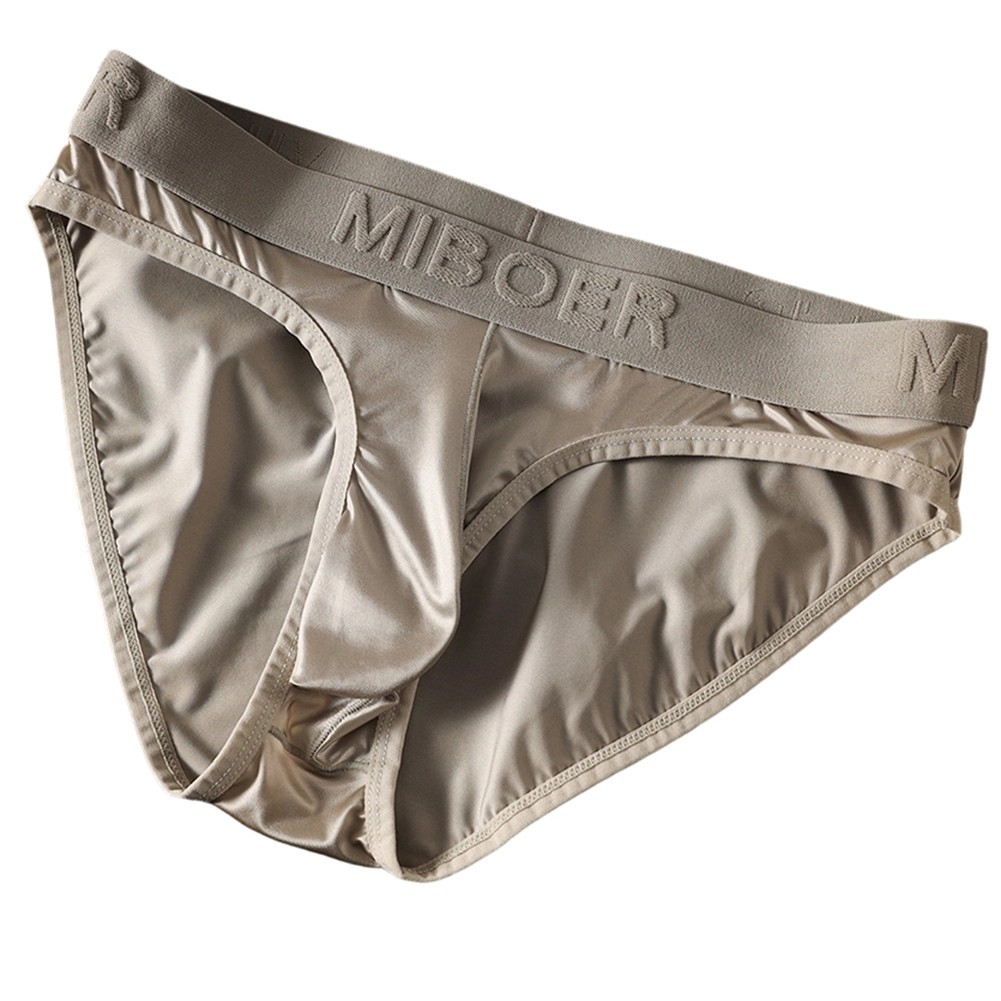 Mens Lightweight Ice Silk Briefs Underwear Smooth Satinlike Bulge Pouch