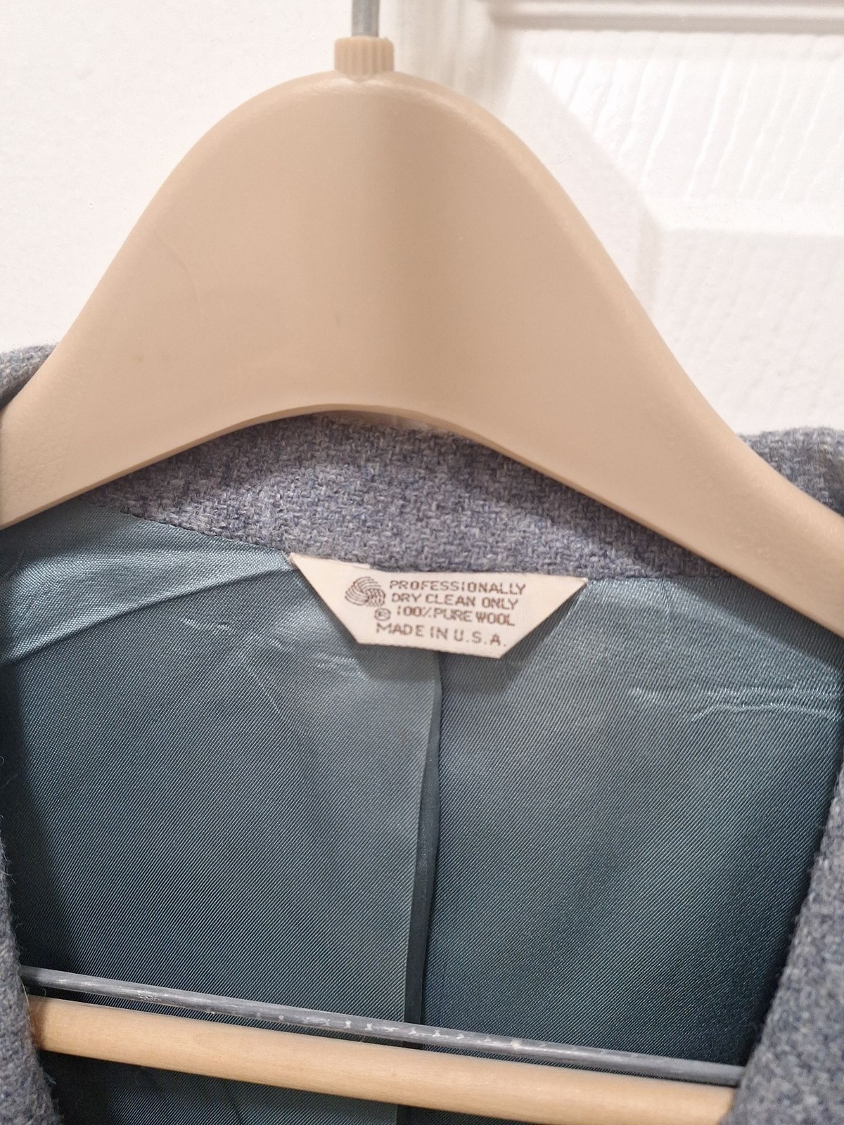 Vintage Blue Tweed Wool Blazer with Elbow Patches