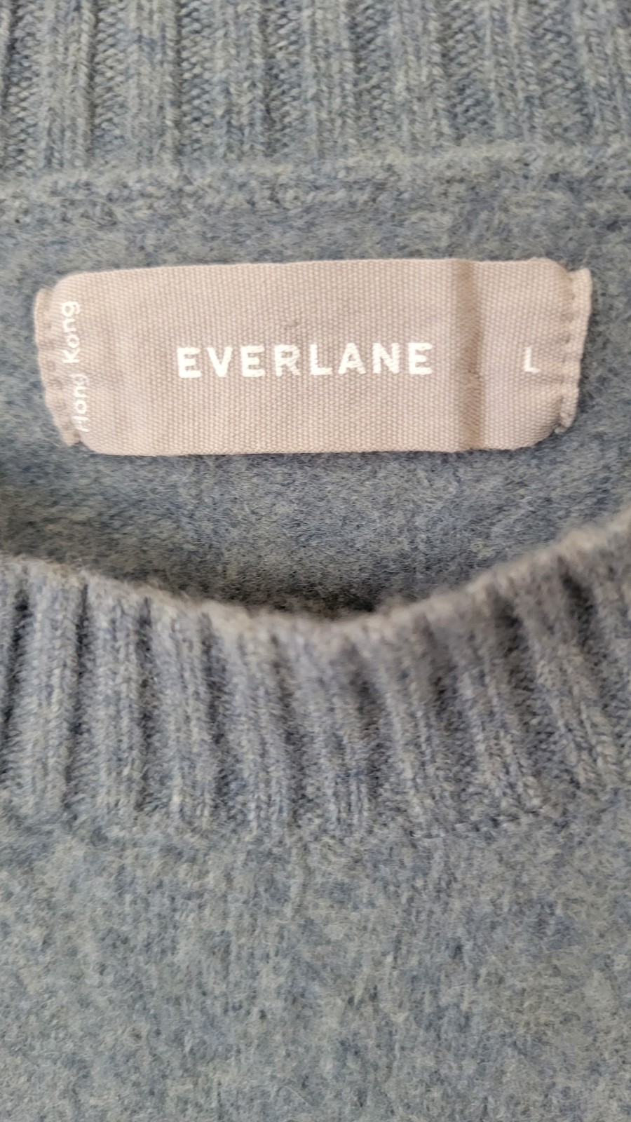 Everlane Women 100% wool Light Blue wool Ribbed Crewneck Sweater Size Large