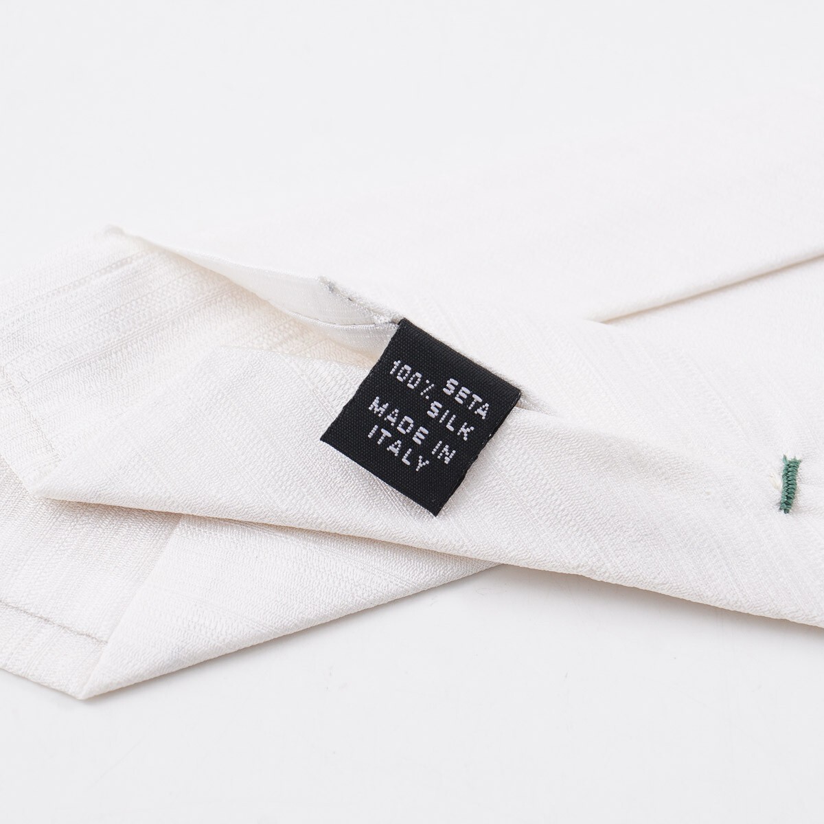 Luigi Borrelli Napoli Narrow 2.25″ Ivory White Woven Stripe Silk Tie