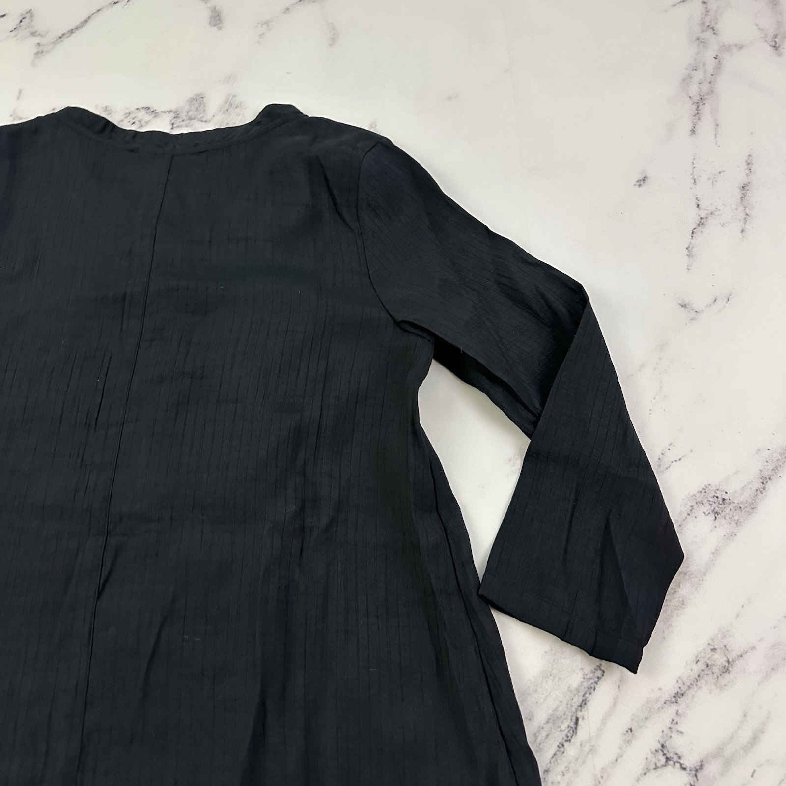 Pretty Angel Womens Tunic Top Size M Black Lace Trim Button Front 3/4 Sleeve