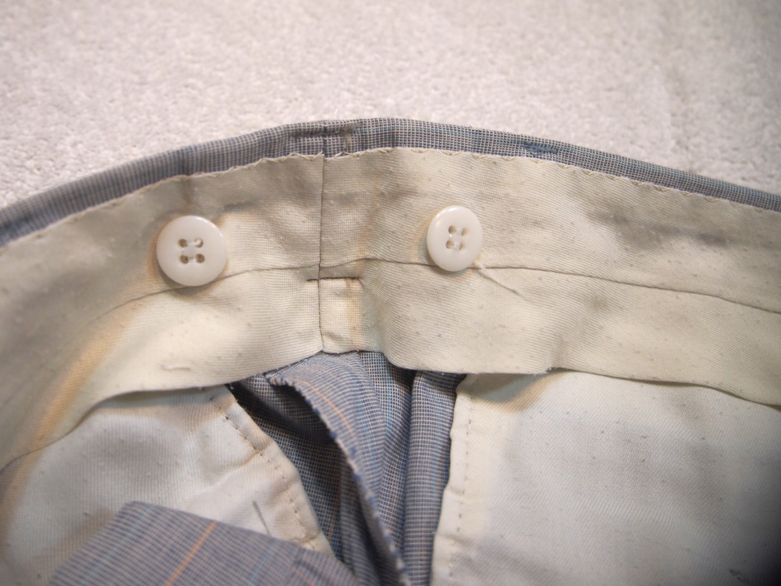 Vintage Haspel 2 Piece Cotton Blue Suit 38 short 30W x 28 Inseam Made in USA
