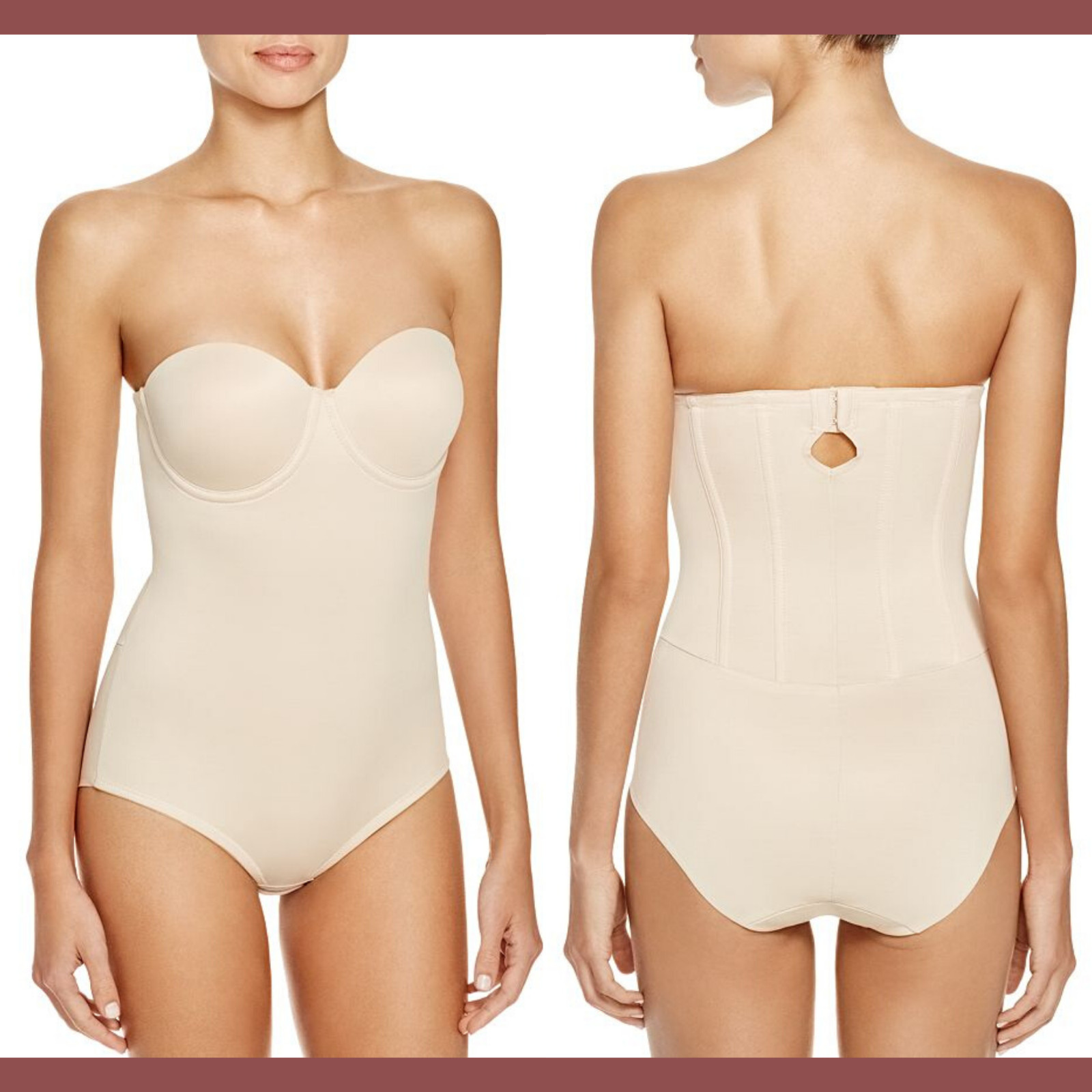 NWT TC Fine Intimates [ 32D ] Strapless Shaper Bodysuit in Nude #C718
