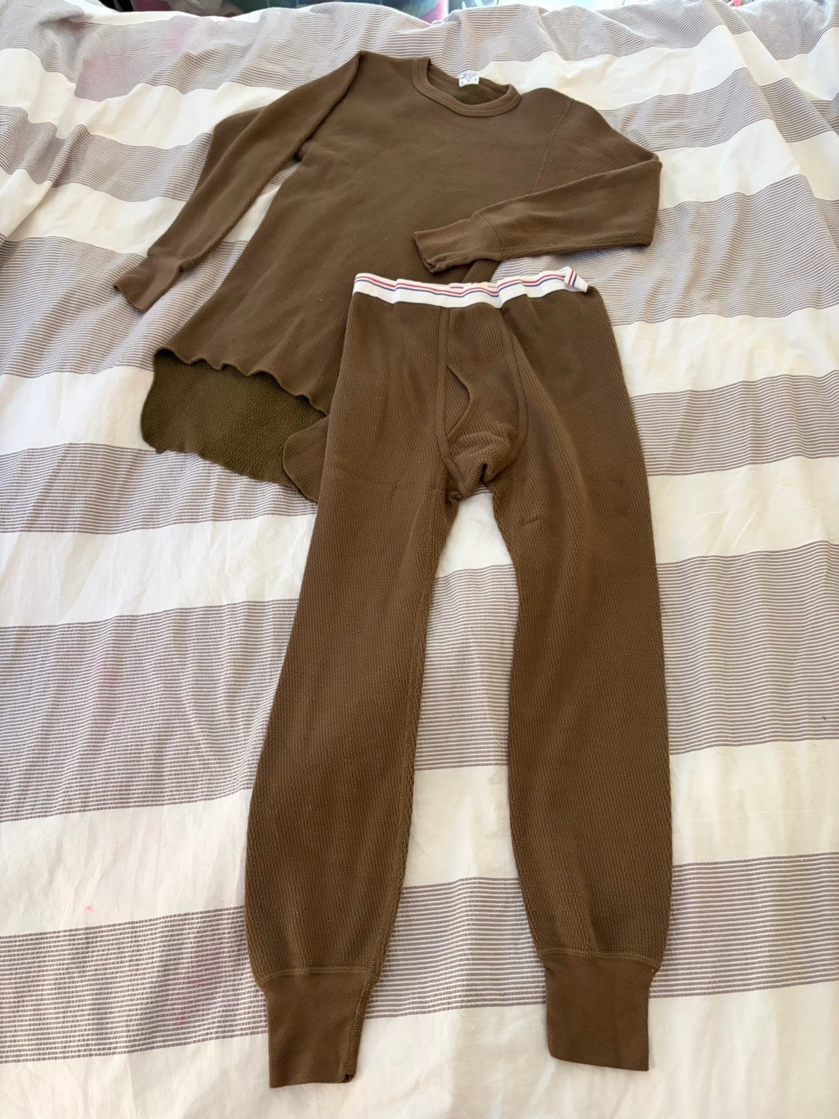 Vintage JE Morgan ARCTEX Long Johns Set Med 34-36 Fleeced Thermal Warm USA Brown