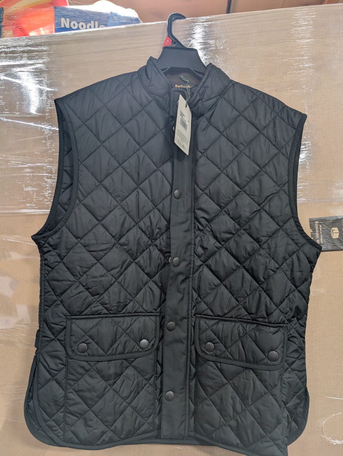Barbour Men’s Black Lowerdale Quilted Gilet Full Zip Vest Sz XL