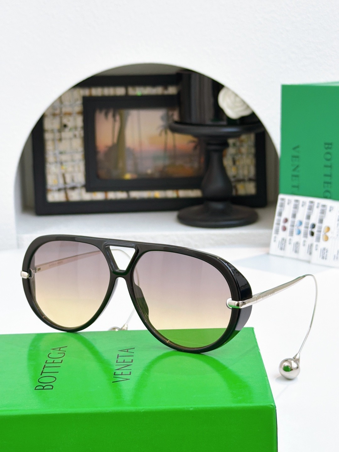 Bottega Veneta BV1273S 63-12-180 Aviator Sunglasses Unisex