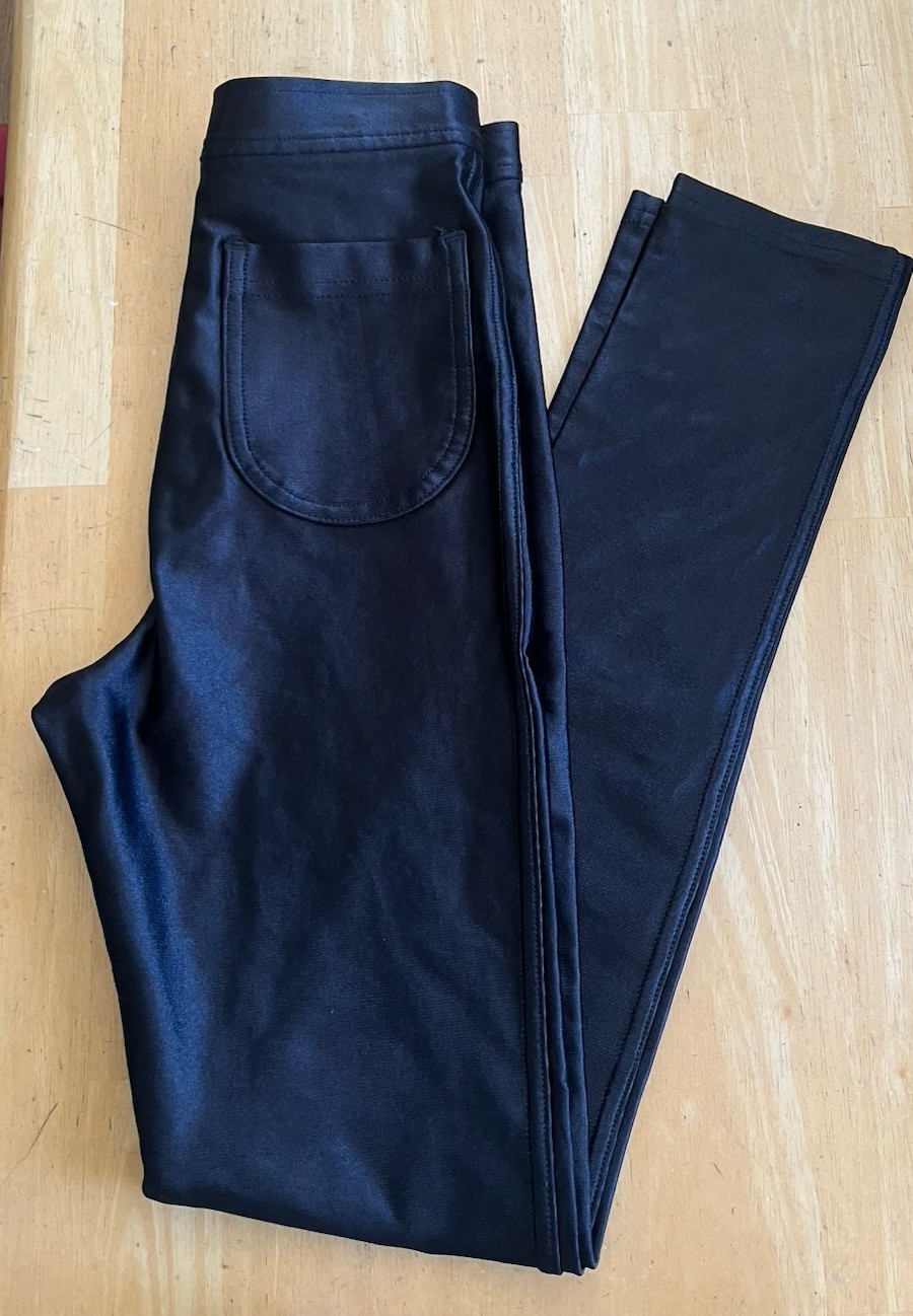 Vintage American Apparel High Waist Shiny Skinny Disco Pants Black 70s-Small USA