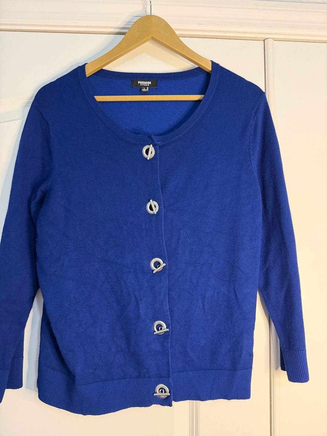 Premise Studio Women’s Royal Blue Cardigan Sweater with Toggle Closures