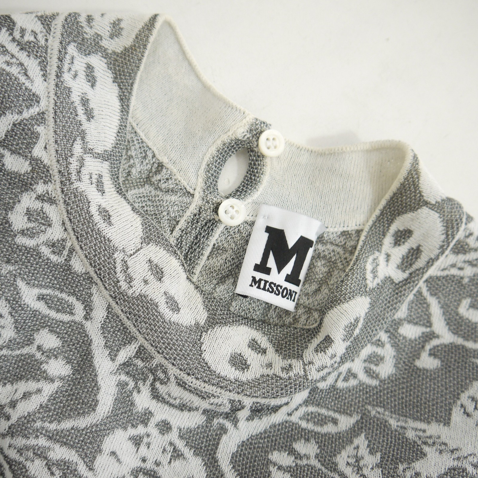 Missoni Jumpuit Grey Wide Leg 2015 Summer RTW Skull Knit Sleeveless Size 10