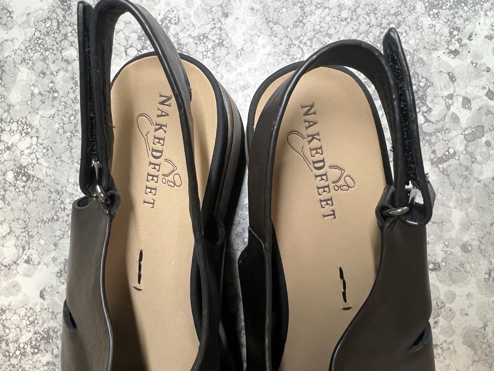 Naked Feet Geo Platform Genuine Leather Wedge Sandal Womens Size 8.5