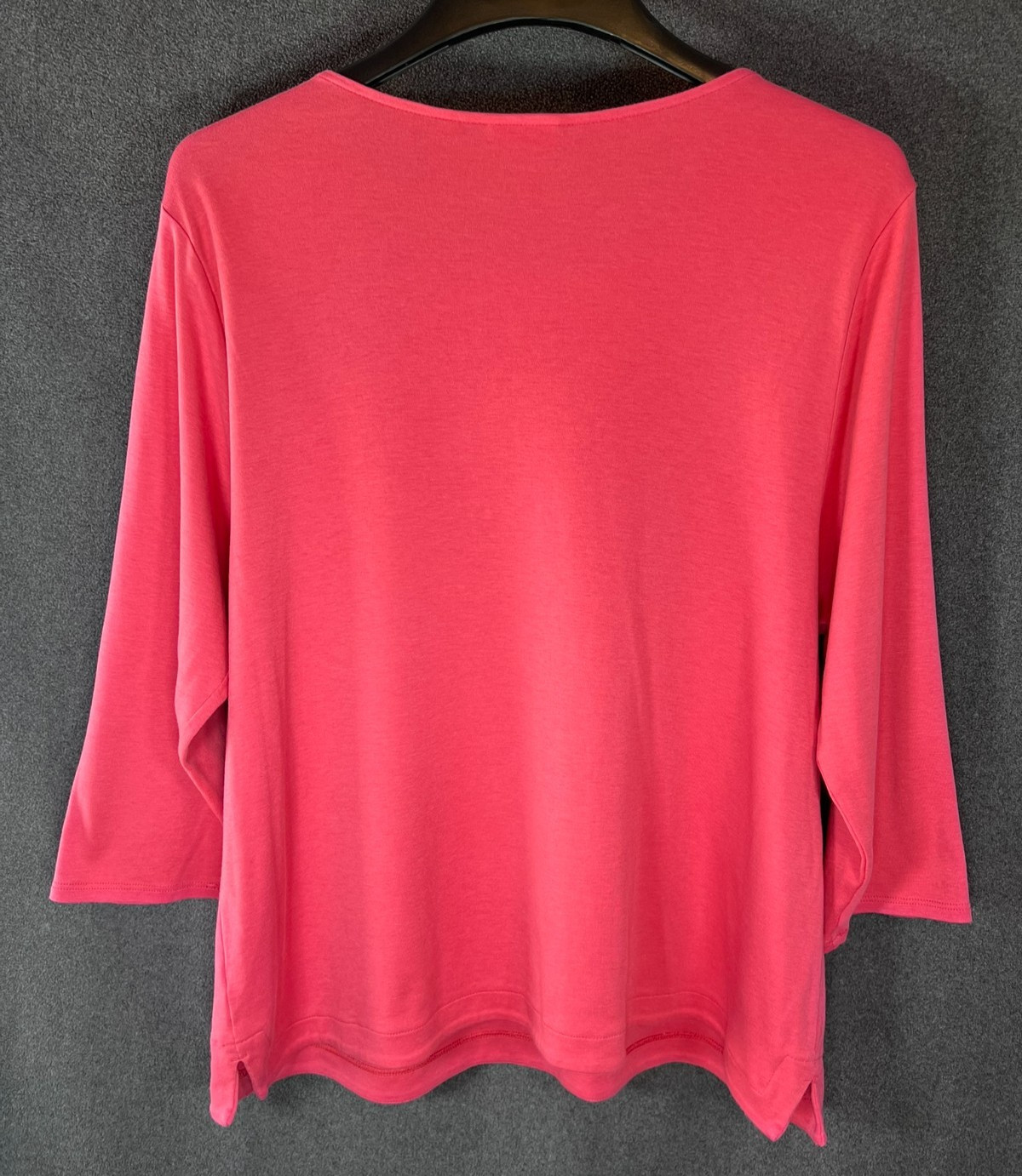 J. Jill Button Shoulder 3/4 Sleeve Round Neck Top Size XL Coral Pink. 020
