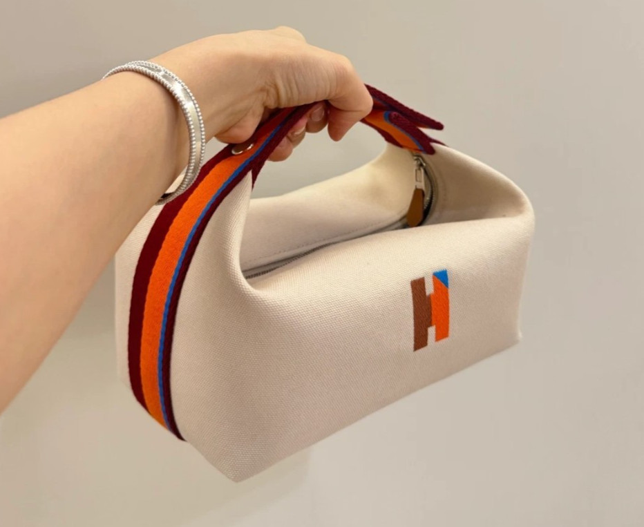 Hermes Bride-A-Brac Small H Pavilion Canvas Case Naturel Pouch Cosmetic Bag New