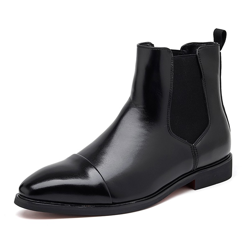 Men’s Faux Leather Pointed Toe Pull On Chelsea Ankle Shoes Boots Party Shoes New