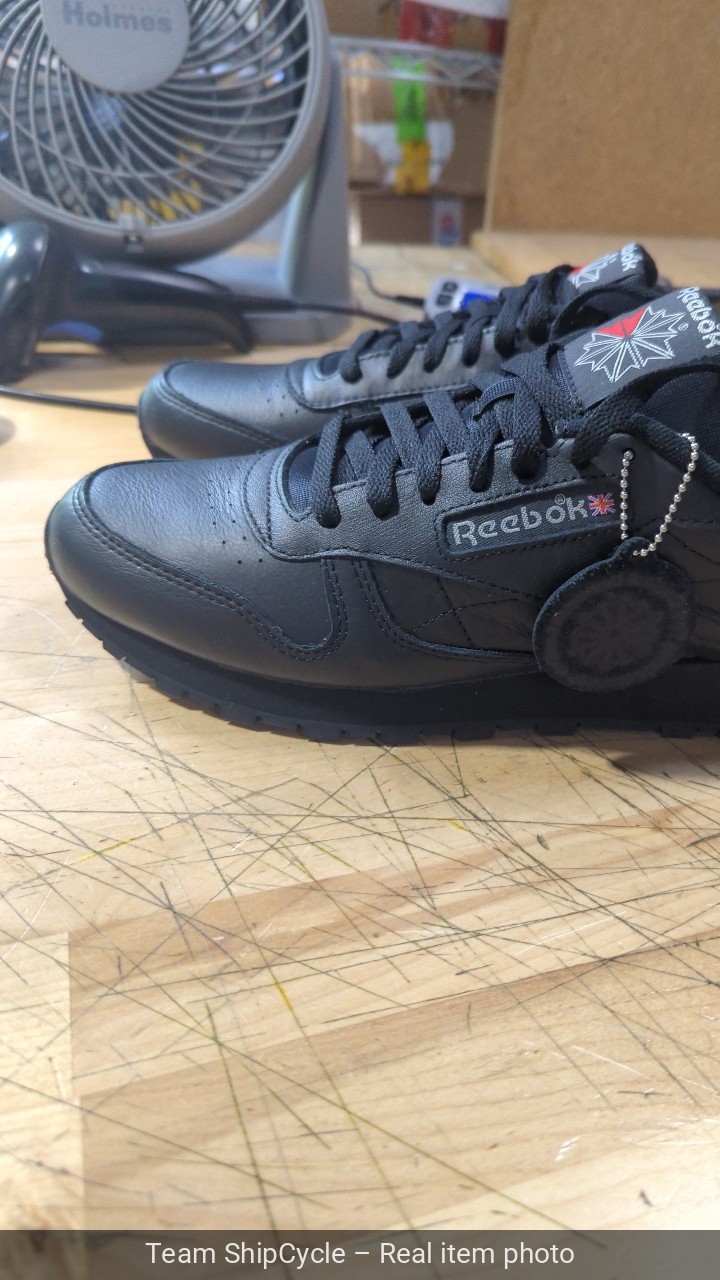 U71789 UNISEX Reebok Classic Leather Shoes CBLACK PUGR 100008494 105W1 G1N