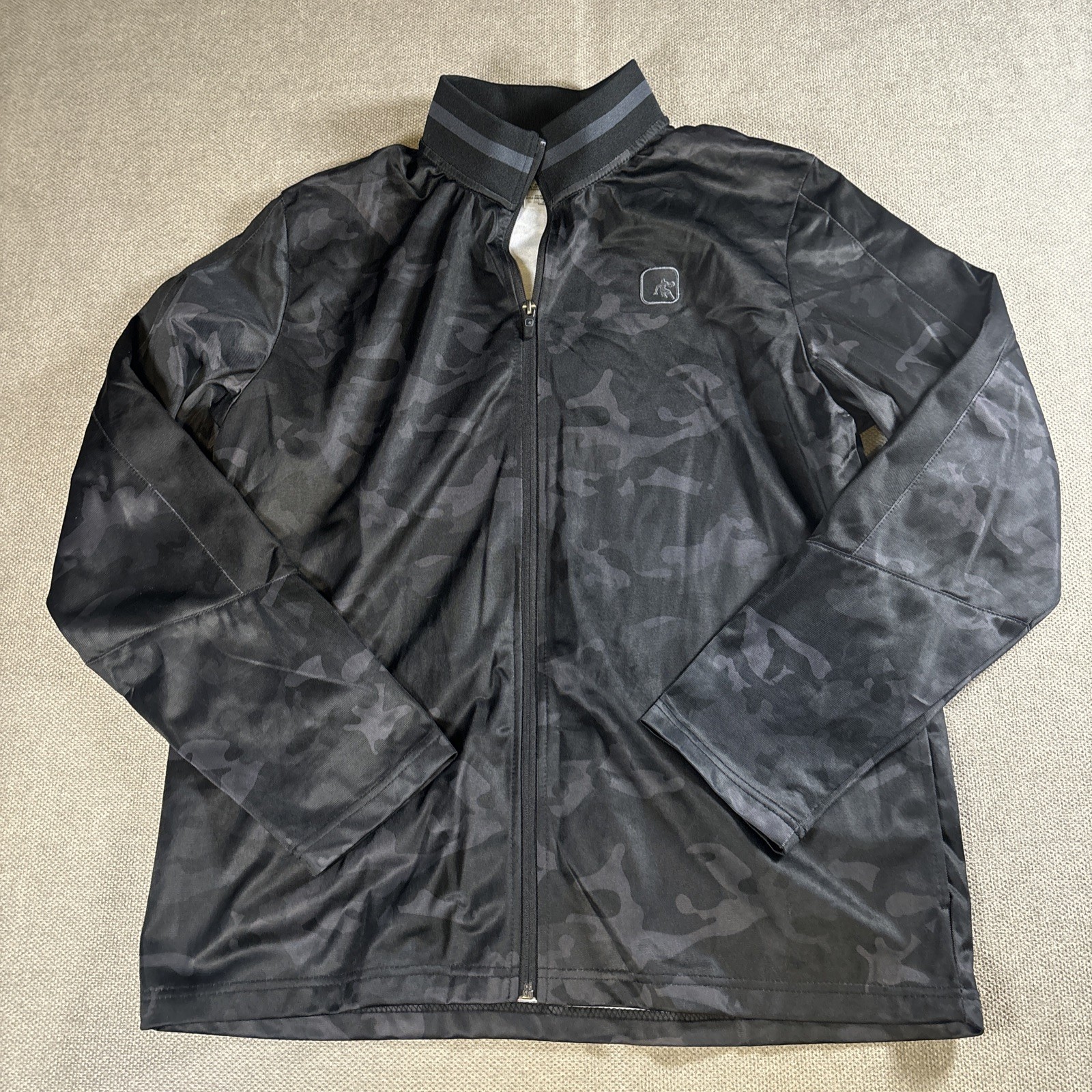 AND1 Mens Long Sleeve Mock Neck Full Zip Camouflage Black Track Jacket Large