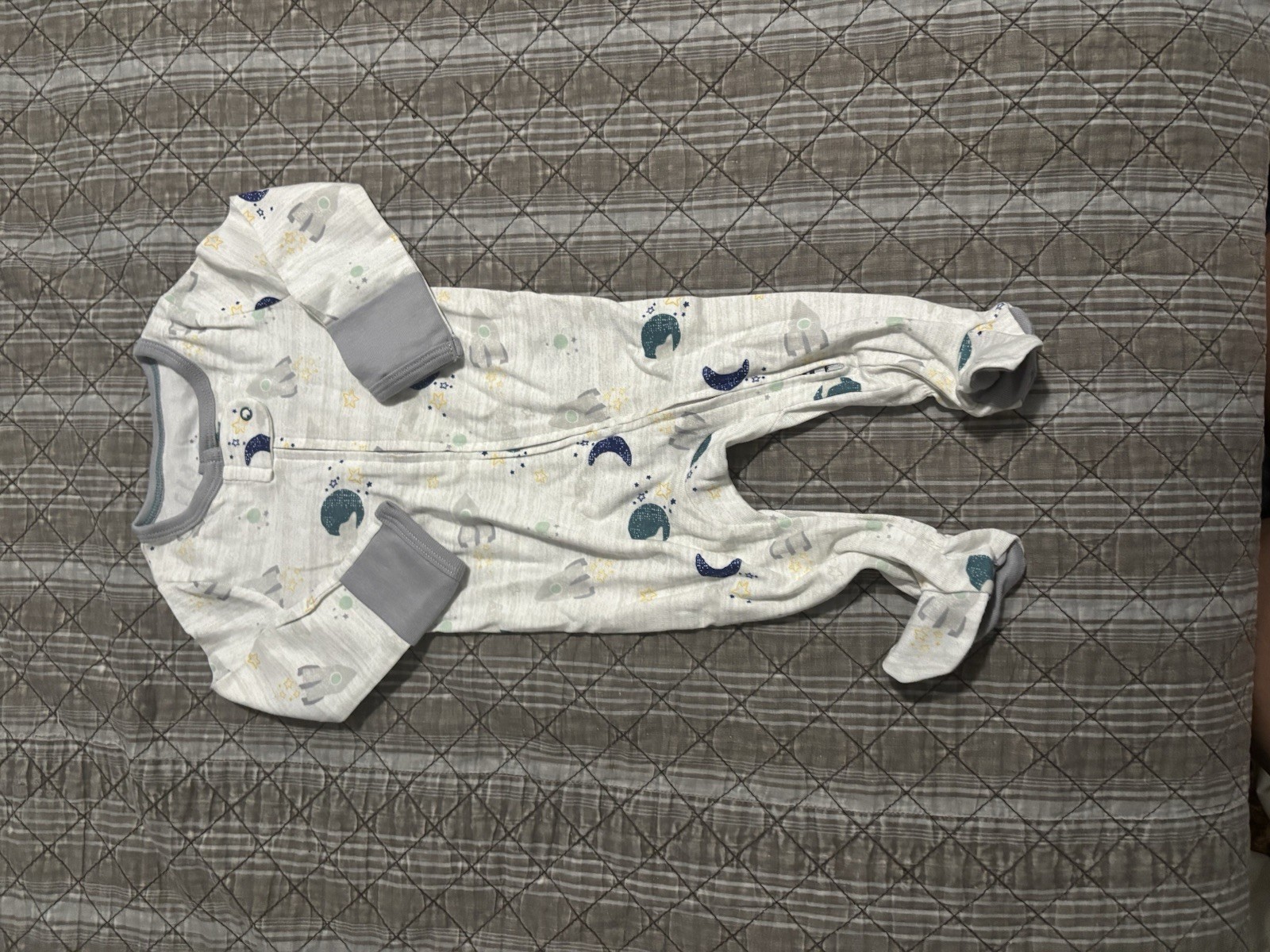 Cloud Island Baby Footed Zip Sleeper 0-3M Long Sleeve Space Moon Rockets