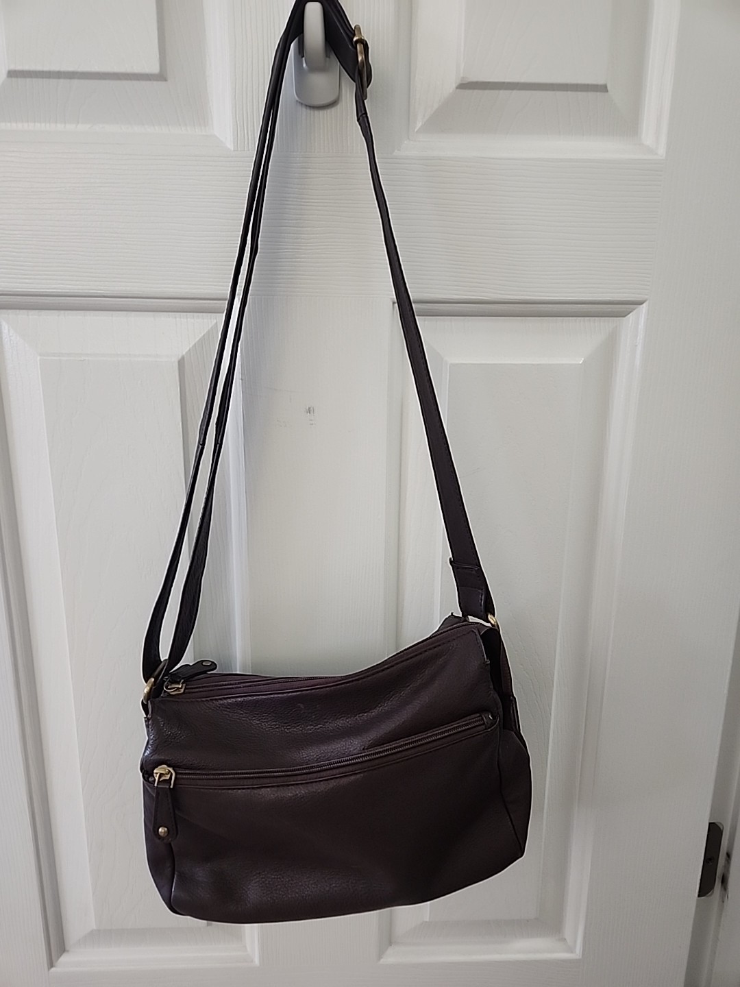 Great American Leather Works Purse Brown Multiple Pouches Zippers Very Good/EUC
