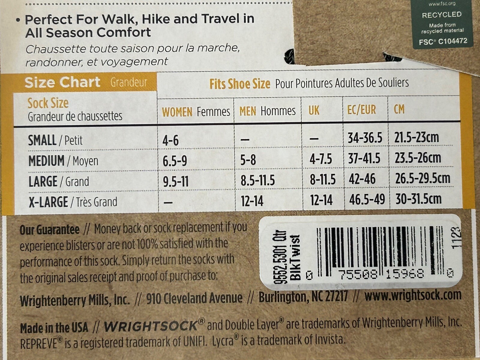 New Wrightsock Double Layer Quarter Escape 2-PAIR MEDIUM Men 5-8 Women 6.5-9 (W2