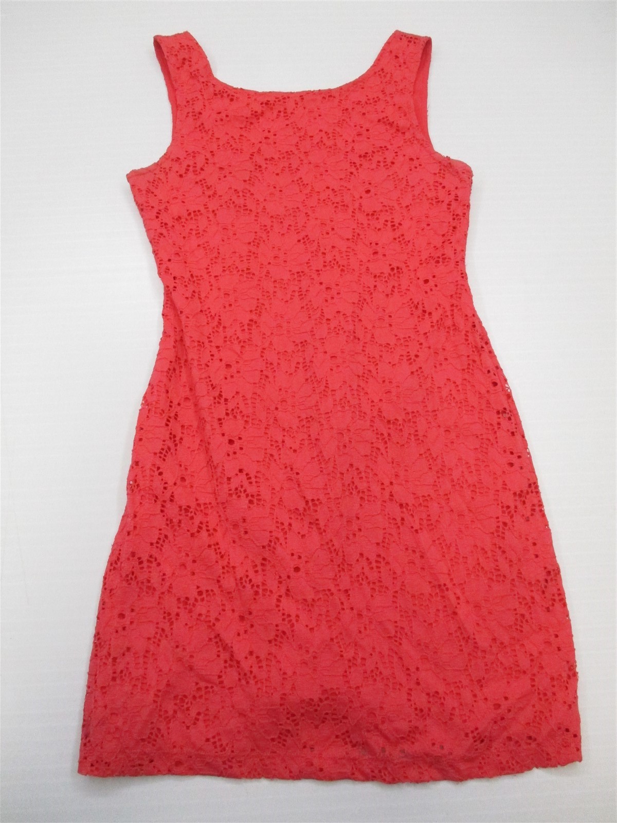 FOREVER 21 #DR1016 Women’s Size S Fitted Low Back Lace Salmon Pink Bodycon Dress